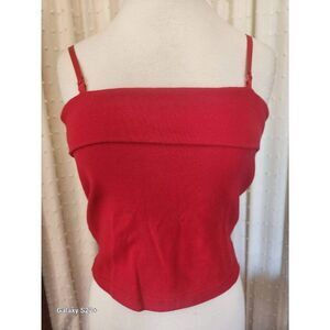 T32 Bold red adjustable spaghetti strap knit tank top
